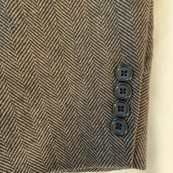 Oscar de la Renta Men’s Brown Herringbone Sport Coat Suit Jacket Blazer Sz 42S - Picture 7 of 13